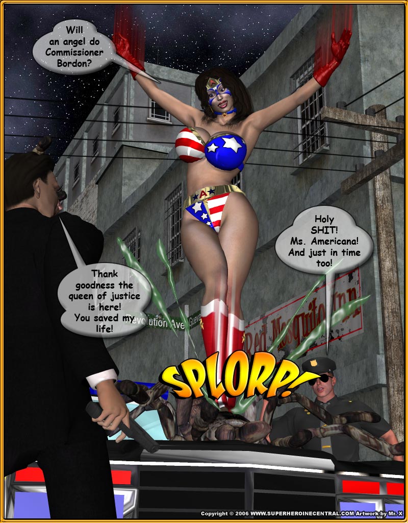 Americana Porn Comics - SuperHeroine Center - Ms. Americana Spider Attack | Porn Comics